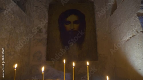 Candles And Icon In Old Church POV