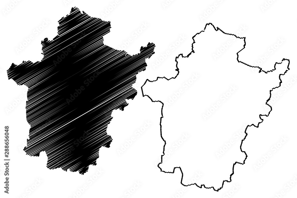 Bekes County (Hungary, Hungarian counties) map vector illustration, scribble sketch Békés map