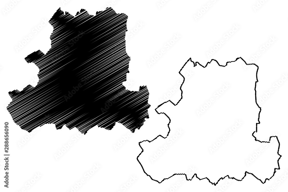 Csongrad County (Hungary, Hungarian counties) map vector illustration, scribble sketch Csongrád map