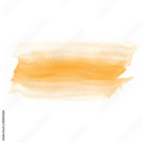 Yellow watercolor brush strokes on white background. Copy space for text.