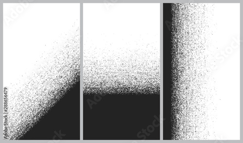 Vector set of abstract backgrounds, Destruction of the line splitting particles, Black and White dust explosion dark noise granules