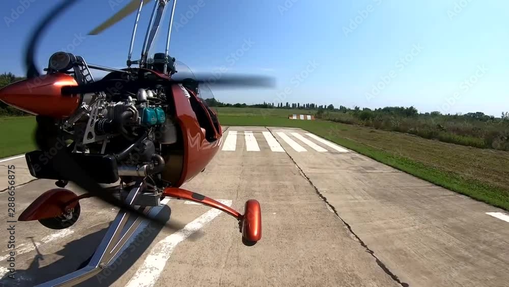 autogyro flight over the fields and lake birds autogyro flight over the fields and lake birds