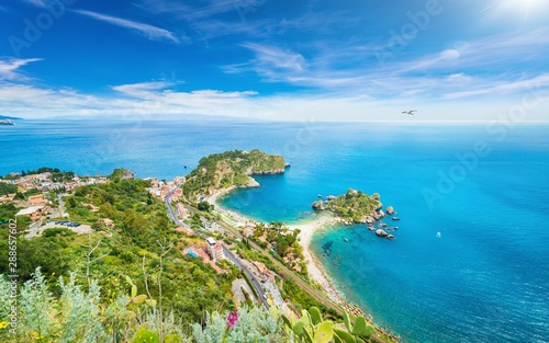 Beautiful Isola Bella small island near Taormina, Sicily, Italy