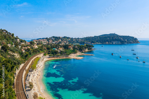 Εκτύπωση καμβά Landscape panoramic coast view between Nice and Monaco, Cote d'Azur, France, South Europe