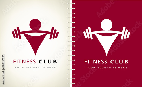 Athlete with barbell logo vector design. Logo fitness club.