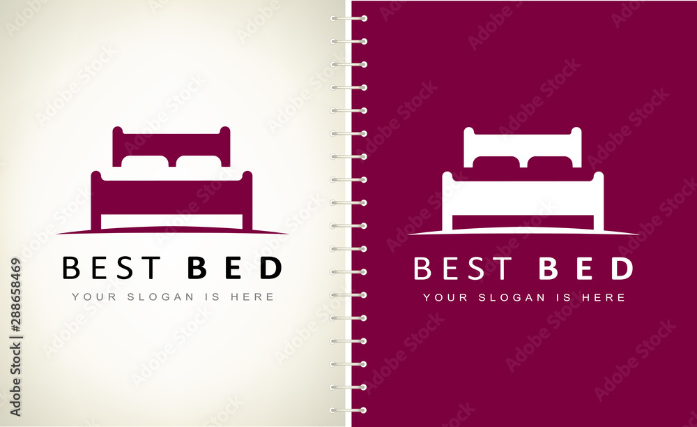 bed with pillows logo vector design. Stock Vector Adobe Stock