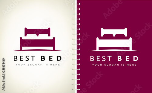 bed with pillows logo vector design.