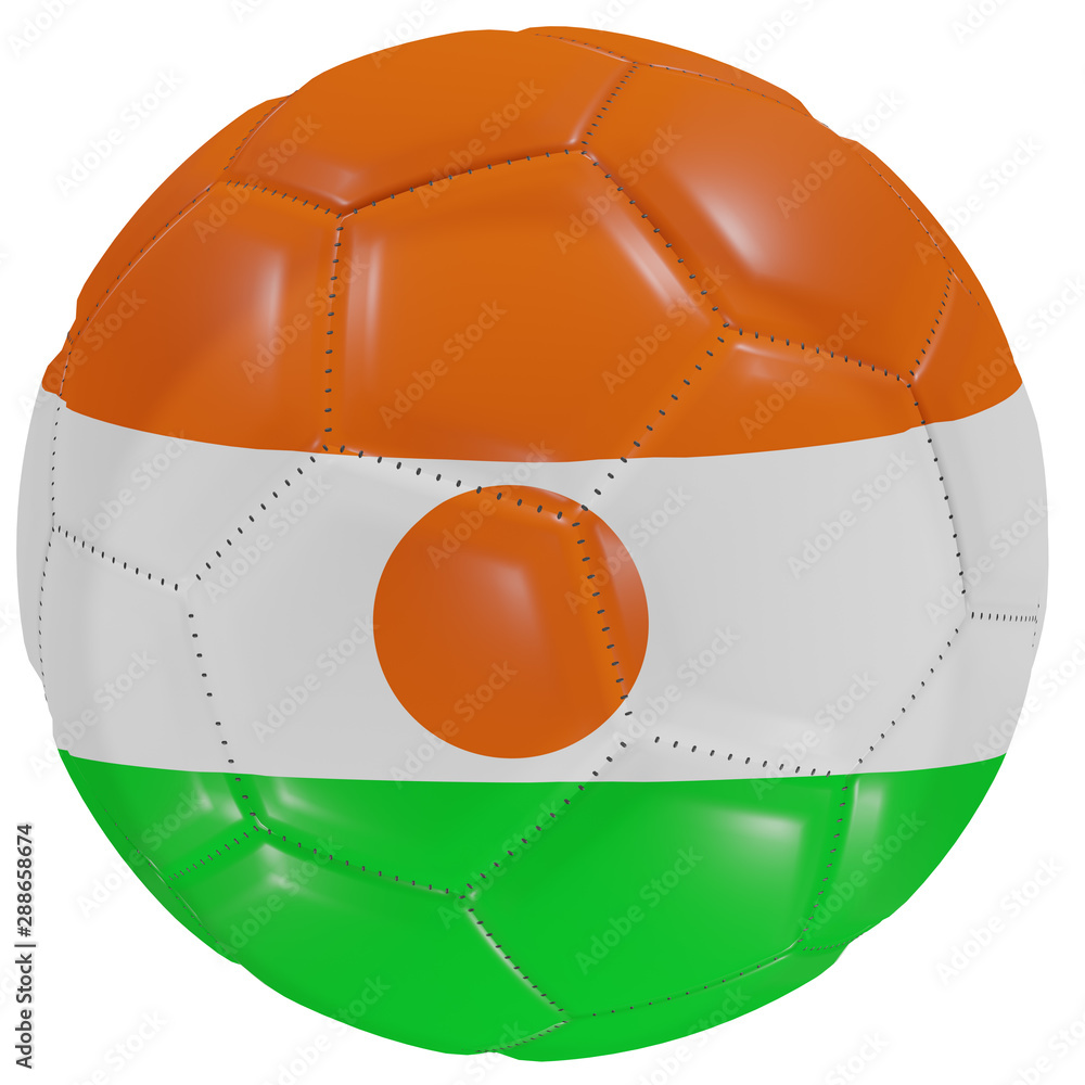 Fototapeta premium Niger flag on a soccer ball