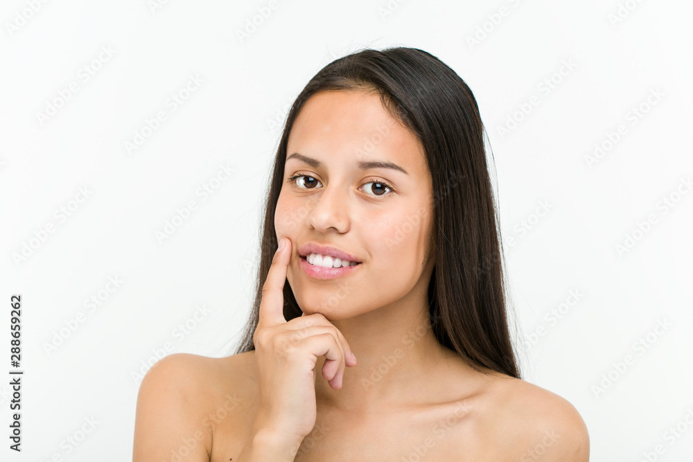 Close up of a beautiful and natural hispanic young woman Close up of a beautiful and natural hispanic young woman