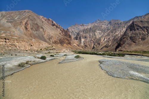 Tributary of Panj river and Pamir mountains. photo