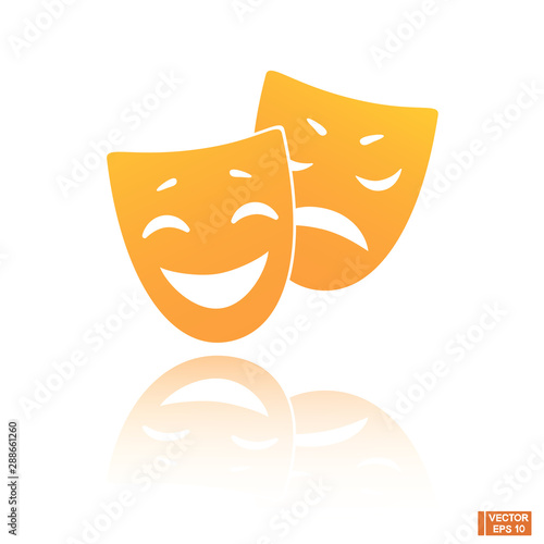 Icon of a sad and smiling mask.
