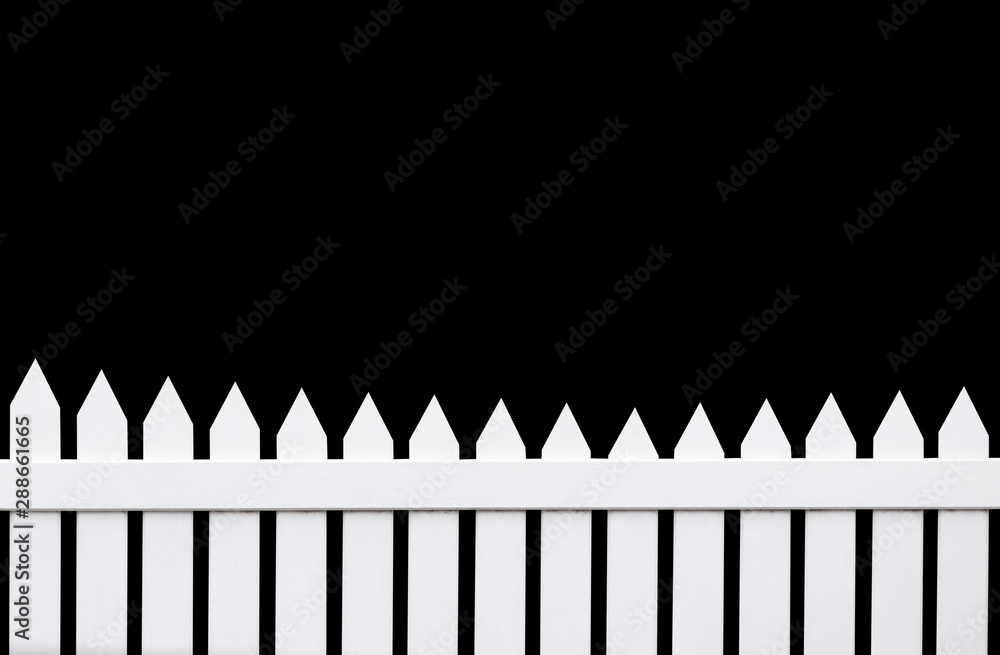 white wooden fence isolate on black background. white wooden fence isolate on black background.