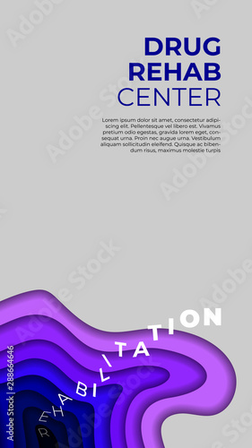 Rehabilitation vector template. Rehabilitation of drug addicts, alcoholics. Psychotherapy, rehab. Brochure template design. Health center. Business brochure flyer design layout. Health care