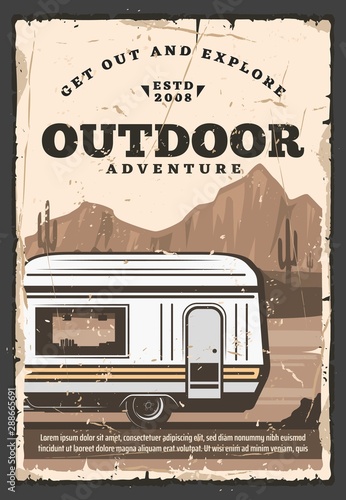 Mobile outdoor home, van trailer on wheels