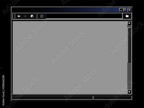 Retro internet browser window. Dark theme interface