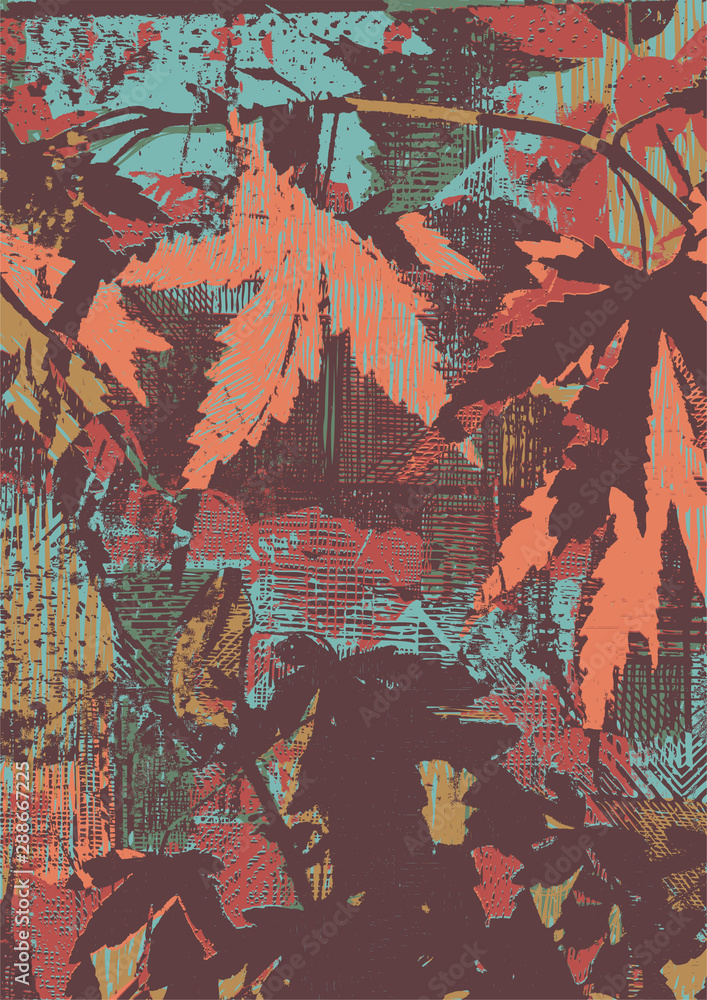 Autumn background with leaves of Japanese maple. Vector illustration.