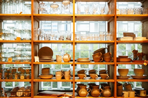 tableware on the shelf 