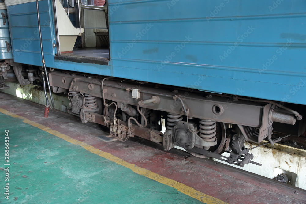 Part of a heavy brake system with shock absorbers for a passenger train Part of a heavy brake system with shock absorbers for a passenger train