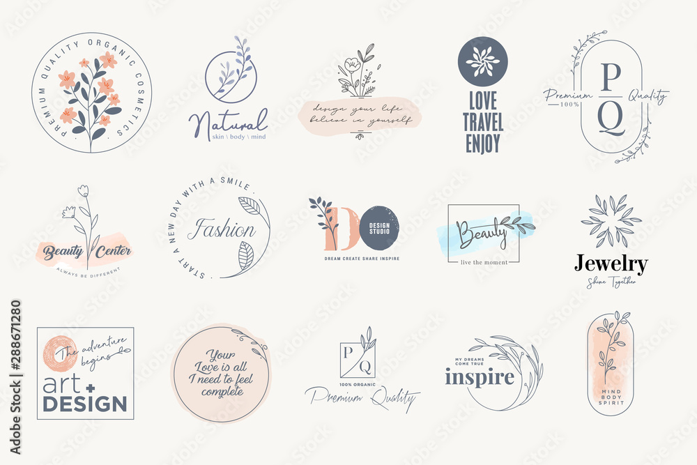 Set of elegant labels and badges for beauty, natural and organic ...