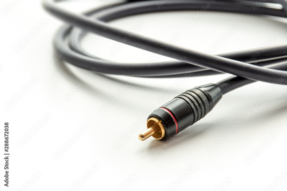 Coaxial RCA wire cable close up Coaxial RCA wire cable close up