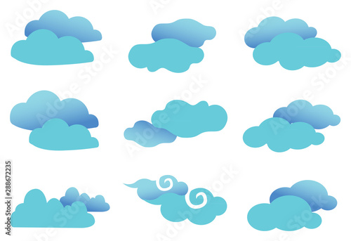Cute Fancy Clouds Vector Design Element Set