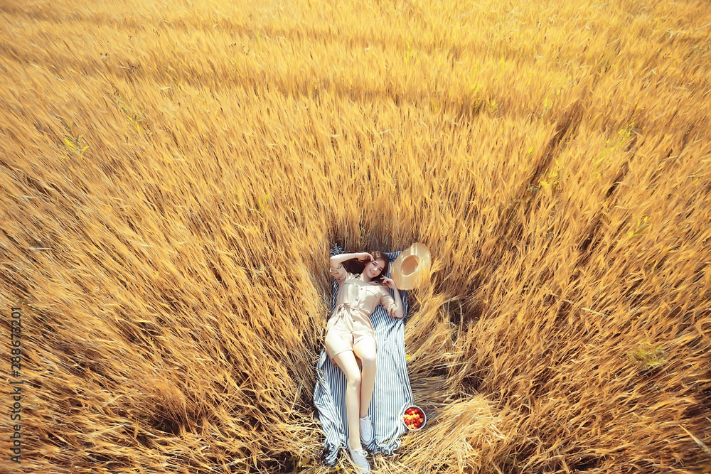 happy young adult model in yellow wheat field / summer happiness concept girl in the field happy young adult model in yellow wheat field / summer happiness concept girl in the field
