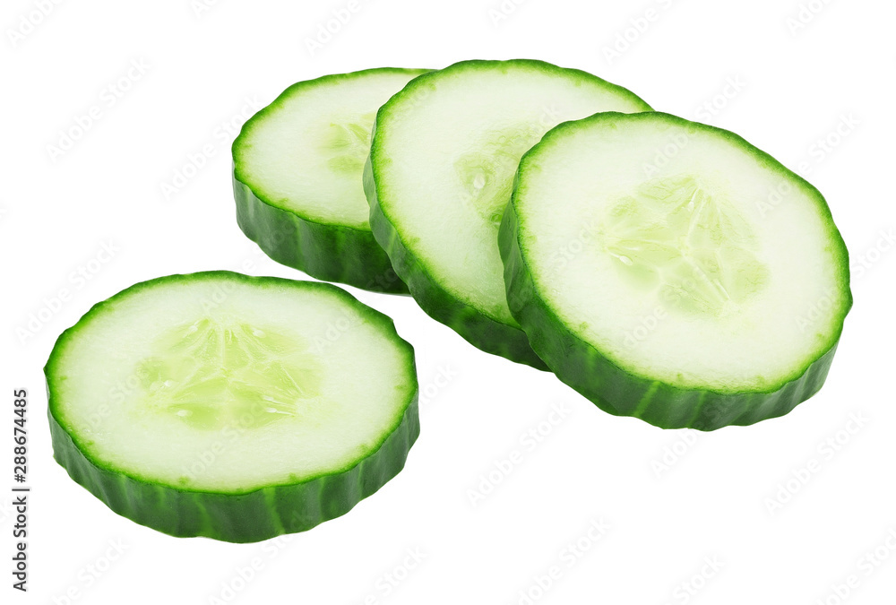 cut green cucumber isolated on white background cut green cucumber isolated on white background