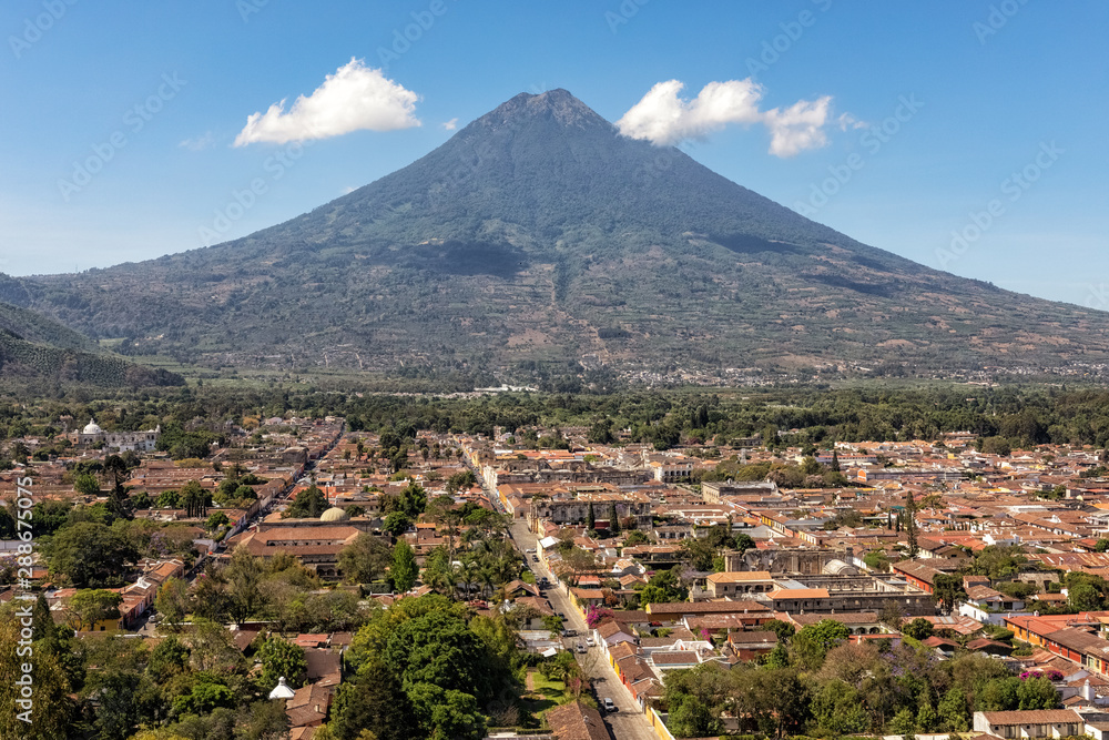 View on Antigua Guatemala and Volcano Agua, View from Cerro de la Cruz