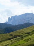 Some peaks of the Dolomites immersed in the nature of the Val di Fassa, near the town of Canaze, Italy - August 2019.