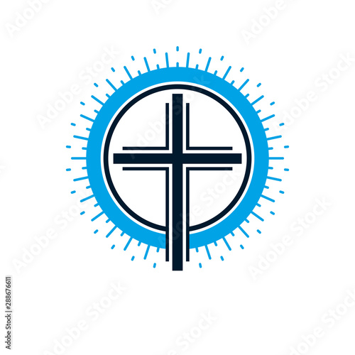 Christian Cross true belief vector religion symbol, Christianity Jesus icon.