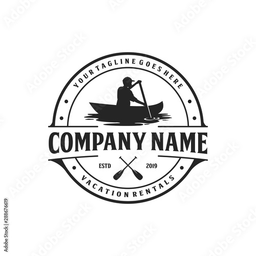 Kayak and canoe, vacation rental logo design, outdoor logo