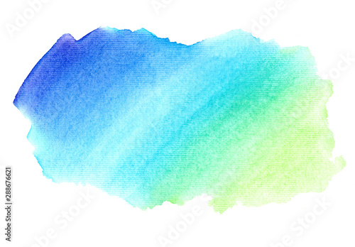 Abstract watercolor blue green texture on a white background. Hand drawn illustration. Design for backgrounds, covers, cards, invitations, logos and websites.