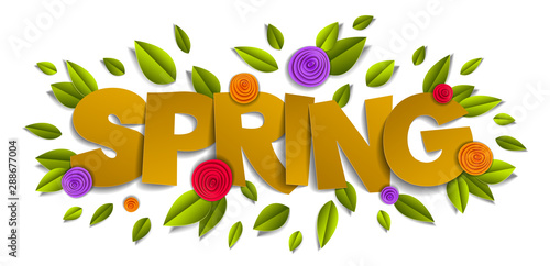 Spring papercut word with f...