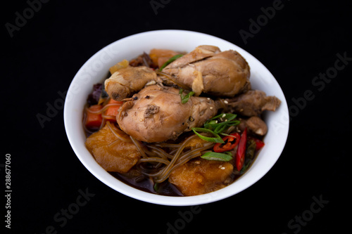 Korean chicken food with soy sauce, Jjimdak photo