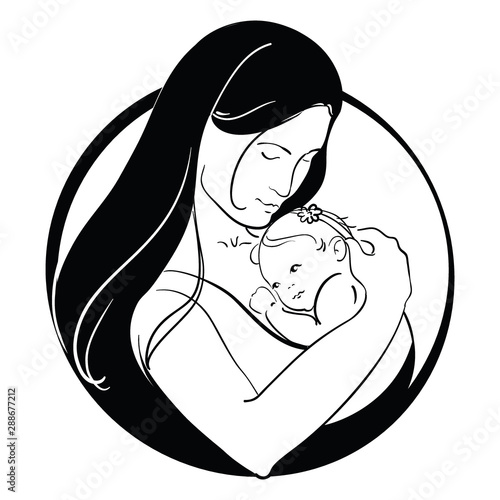 Woman With A Child Logo Of A Young Mother With A Baby In Her Hands Black And White Illustration Of A Mother Hugging Her Baby Logo Family Tattoo Stock Vector Adobe Woman With A Child Logo Of A Young Mother With A Baby In Her Hands Black And White Illustration Of A Mother Hugging Her Baby Logo Family Tattoo Stock Vector Adobe