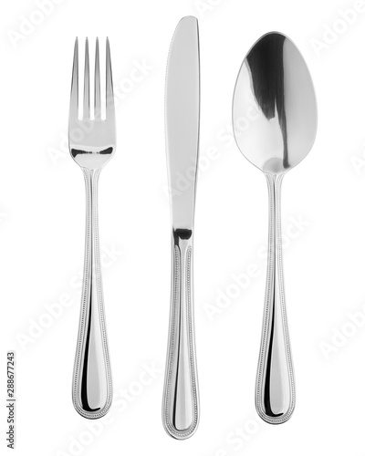 fork, knife, spoon, cutlery isolated on white background, clipping path photo
