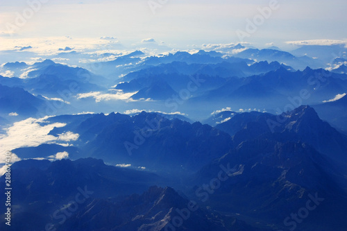 View of the Dolomites from the plane