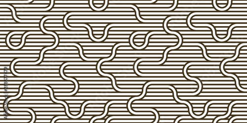 Seamless pattern with twisted lines, vector linear tiling background, stripy weaving, optical maze, twisted stripes.