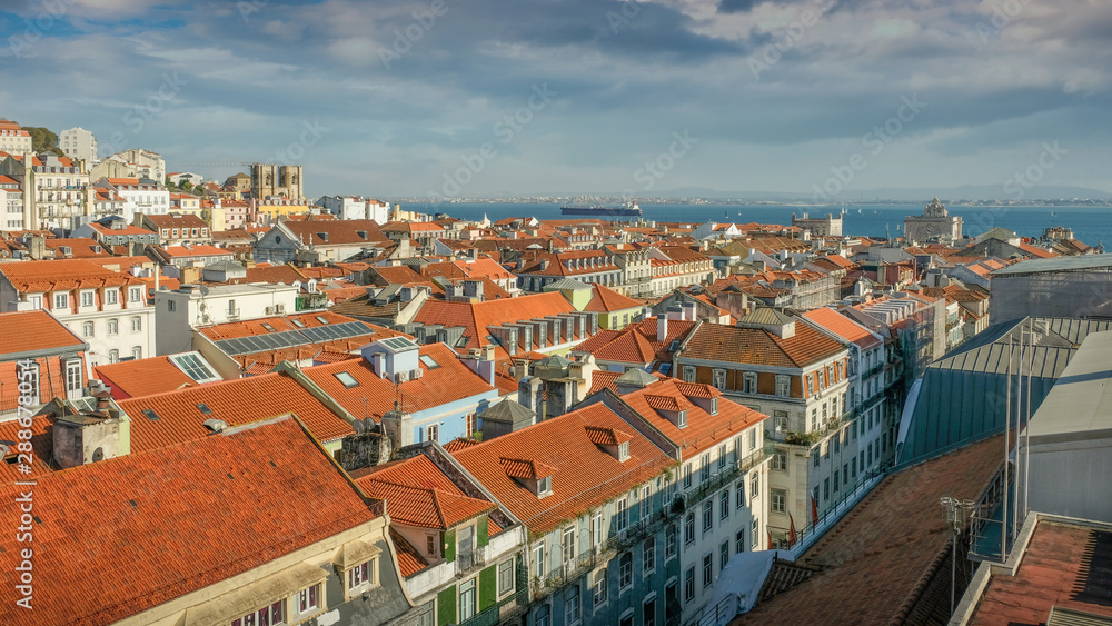  Panorama of the historic center of Lisbon in Portugal