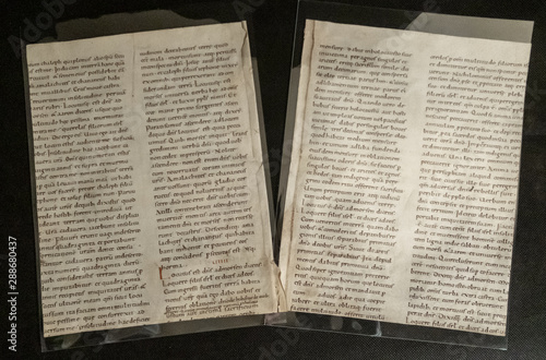 C12th MSS manuscript leaves of the Book of Numbers in Latin handwritten on vellum twelfth century