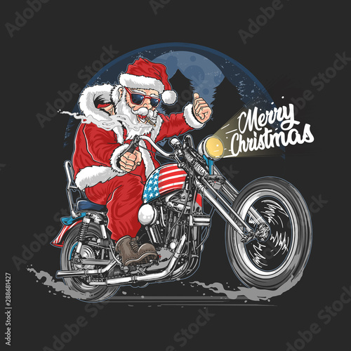 SANTA CLAUS CHRISTMAS USA AMERICA TOUR BIKER MOTORCYCLE, MOTORBIKE, COOPER