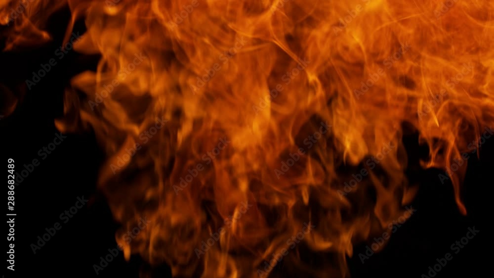 Super slow motion of fire blast isolated on black background. Filmed on high speed cinema camera, 1000 fps Super slow motion of fire blast isolated on black background. Filmed on high speed cinema camera, 1000 fps