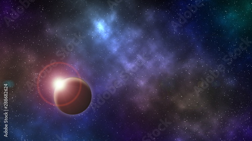 Mystery planet against colorful nebula cosmos sky, elements of this image furnished by NASA © lukszczepanski