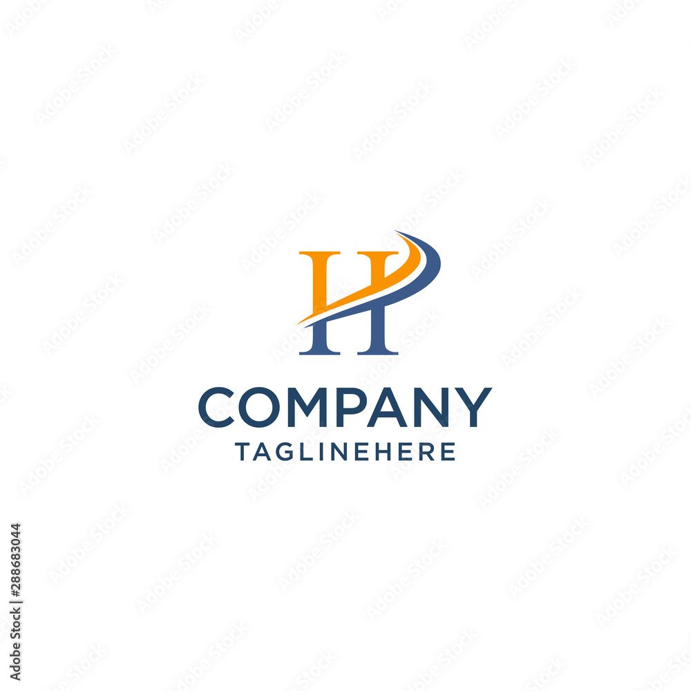 letter H luxury swoosh corporate logo design concept template