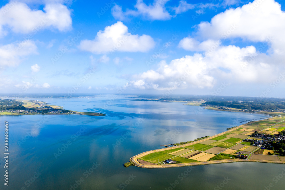 夏の北浦で爪木の鼻付近を俯瞰撮影 Stock Photo Adobe Stock