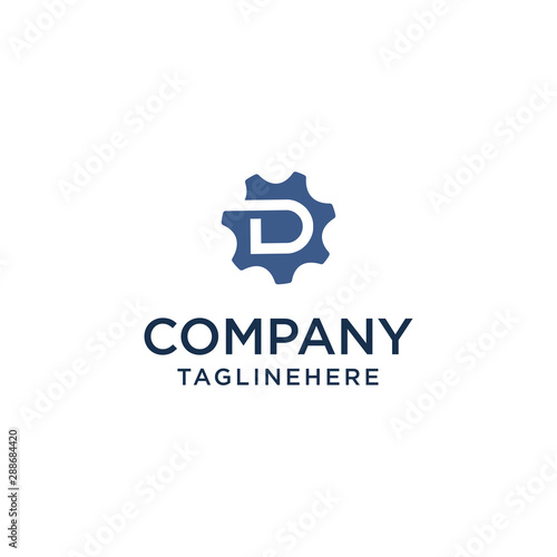 D logo initial letter design template vector inside gear shape design concept