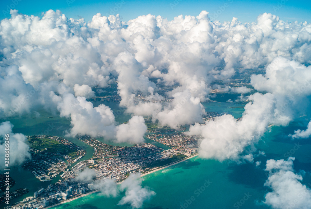 View of the Miami City - United States from the plane