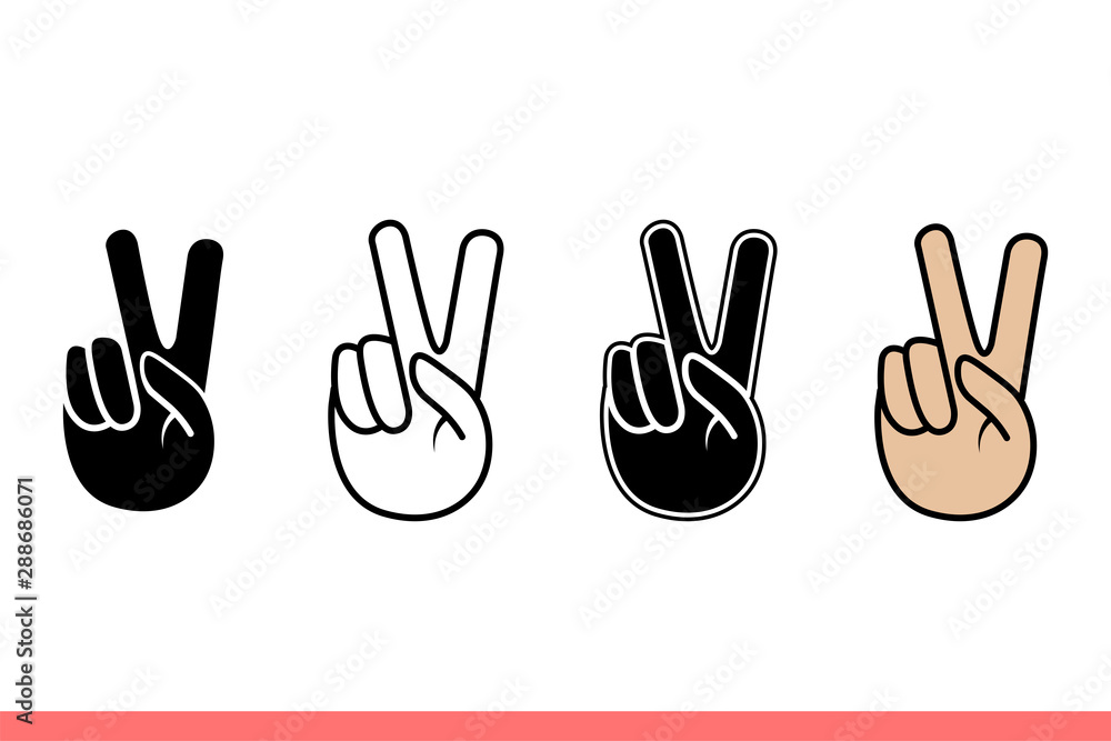 Victory icon set in flat isolated on white background, peace vector illustration for web site or mobile app Victory icon set in flat isolated on white background, peace vector illustration for web site or mobile app