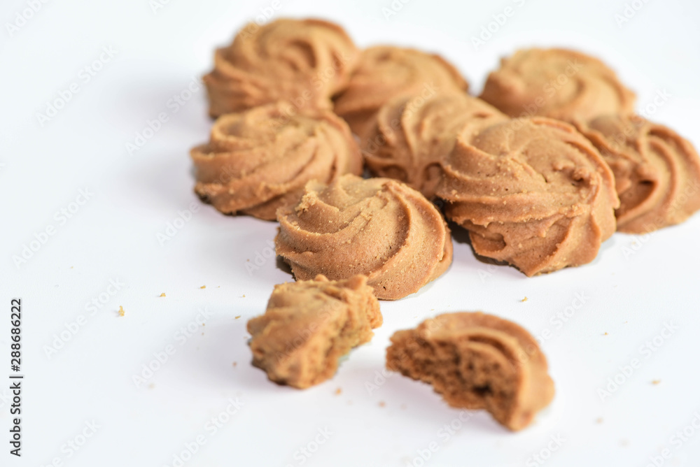 Butter cookies isolate on the white background Butter cookies isolate on the white background
