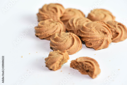 Butter cookies isolate on the white background